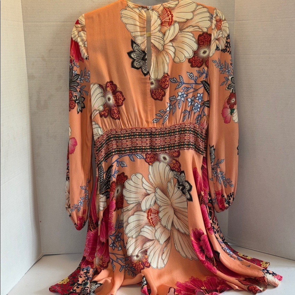 FARM RIO FOR ANTHROPOLOGY TOPANGA BOHO HIPPIE MINI MULTICOLORED FLORAL DRESS SM - Picture 7 of 14